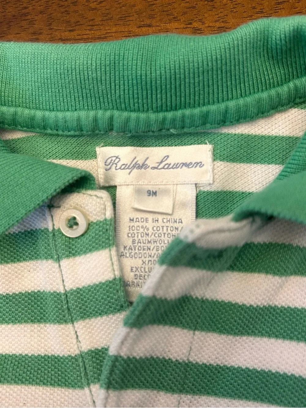 Ralph Lauren Green and White Striped Polo Romper